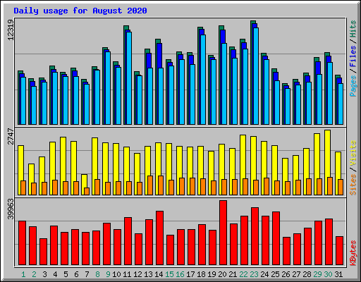Daily usage for August 2020